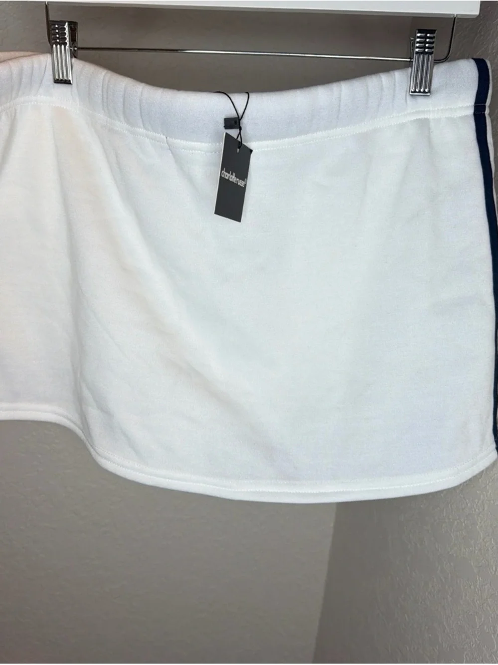 Charlotte Russe White Athletic Skirt with Navy Trim